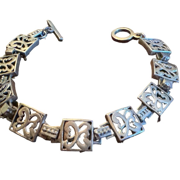 Sterling silver 925 SEZGIN square link scrolled floral bracelet - Picture 3 of 7